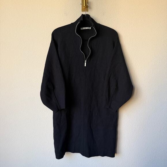 GESTUZ Black Zip Front Knit Mini Sweater Dress Size M - Picture 4 of 6